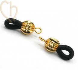 Glasses cord elastic Black with Gold plated