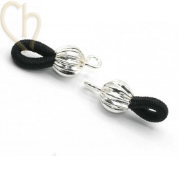Glasses cord elastic Black with Silver