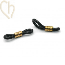 Glasses cord rubber elastic Black with Gold