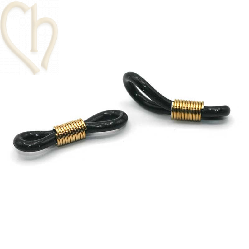 Glasses cord rubber elastic Black with Gold