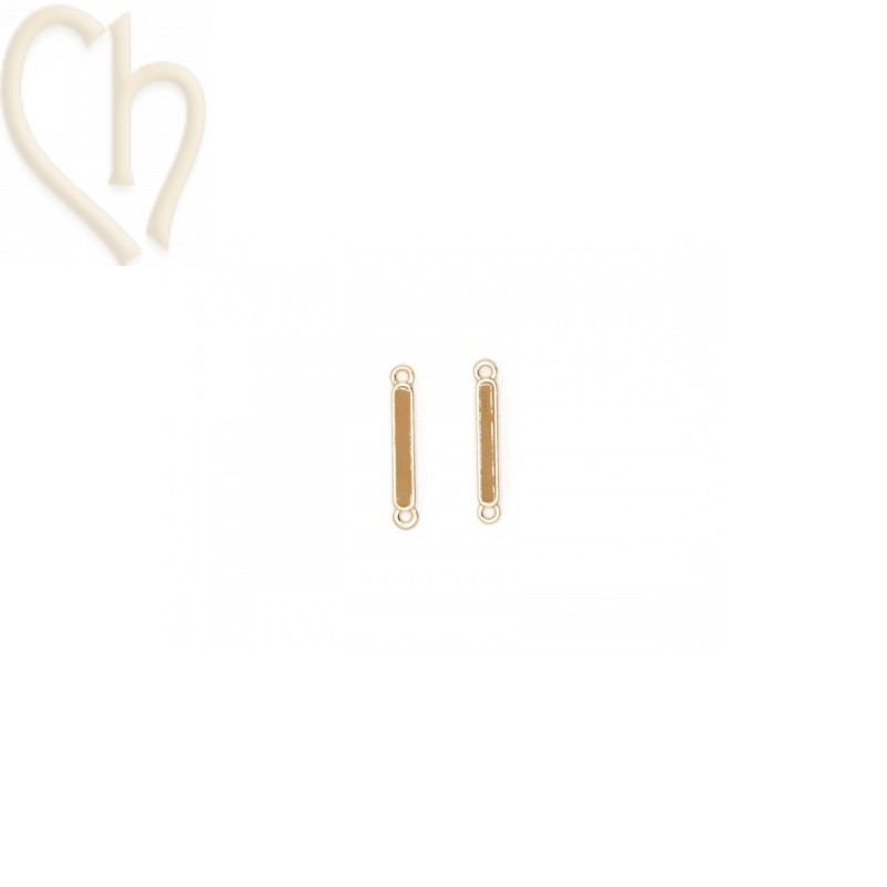 Tussenstuk metaal emaille rechthoek 22x3mm Gold Plated - Mocca