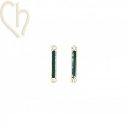 Tussenstuk metaal emaille rechthoek 22x3mm Gold Plated - Petrol Groen