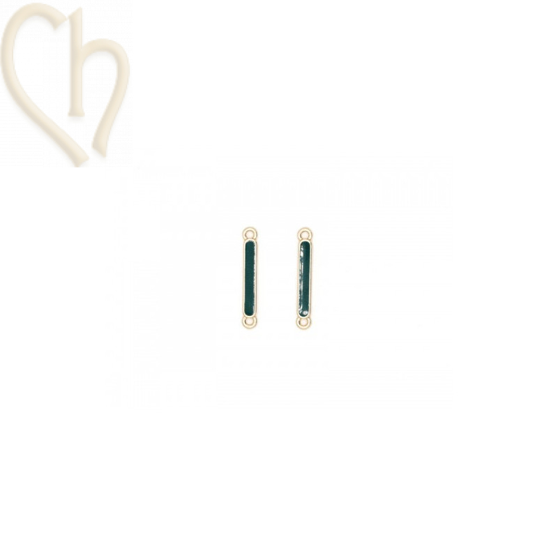 Intercalaire metal emaille 22x3mm Gold plated - Vert Petrol