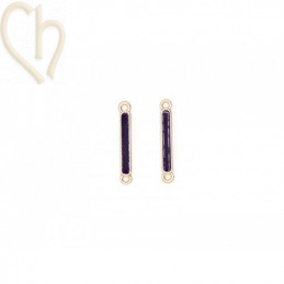 Spacer square metal with enamel 22x3mm Gold Plated - Dark Purple
