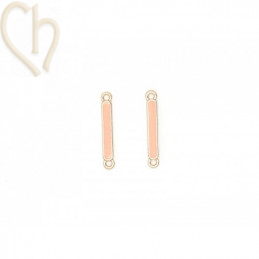 Tussenstuk metaal emaille rechthoek 22x3mm Gold Plated - Roze