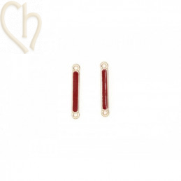 Spacer square metal with enamel 22x3mm Gold Plated - Dark Red