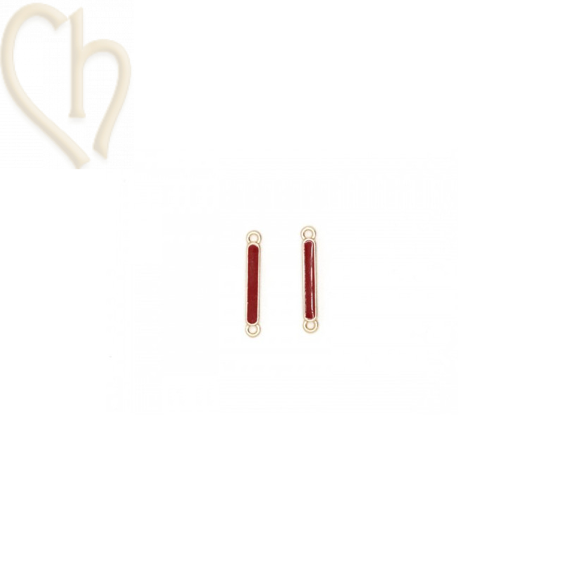 Intercalaire metal emaille 22x3mm Gold plated - Rouge Foncé