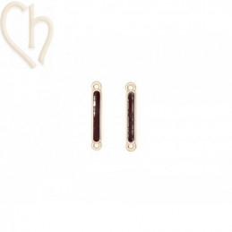 Tussenstuk metaal emaille rechthoek 22x3mm Gold Plated - Marron