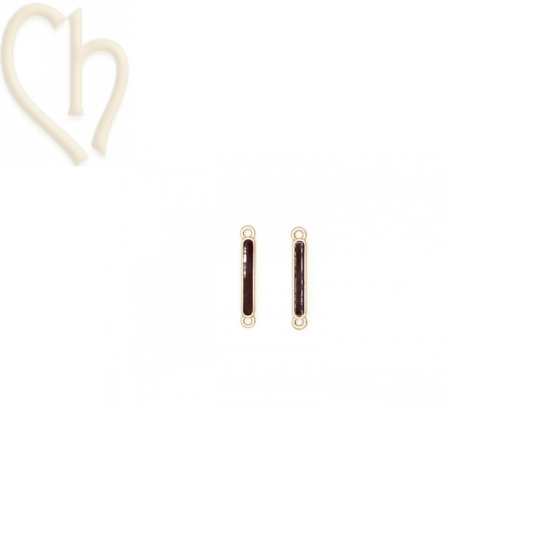 Intercalaire metal emaille 22x3mm Gold plated - Marron