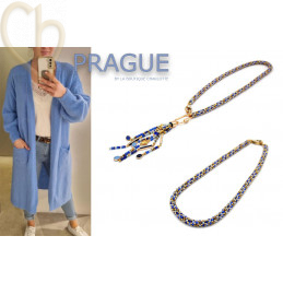 Necklace "Prague" with glass beads 3x2mm and Seedbeads - Blue