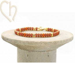Kit bracelet ByElle avec Superduo perles - Orange/occer Gold
