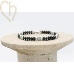 Kit bracelet ByElle avec Superduo perles - Black/Grey Silver