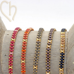 Kit armbandje ByElle met Superduo kralen - Pastel Dark Brown Gold