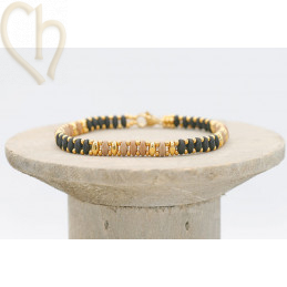 Kit bracelet ByElle avec Superduo perles - Black Cappuccino Gold