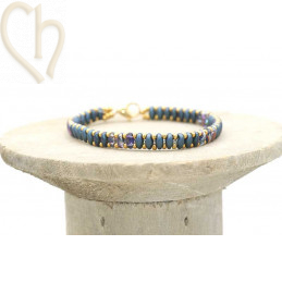 Kit bracelet ByElle met Superduo kralen - Pastel Petrol Gold