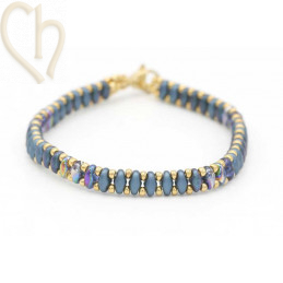 Kit bracelet ByElle avec Superduo perles - Pastel Petrol Gold