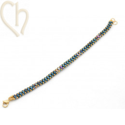 Kit bracelet ByElle avec Superduo perles - Pastel Petrol Gold