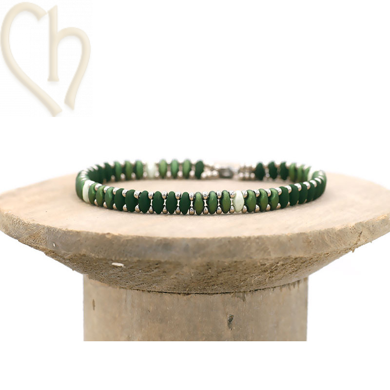 Kit bracelet ByElle met Superduo kralen - Velvet Forest Green