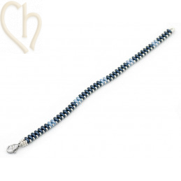 Kit bracelet ByElle avec Superduo perles - Denim Blue Silver