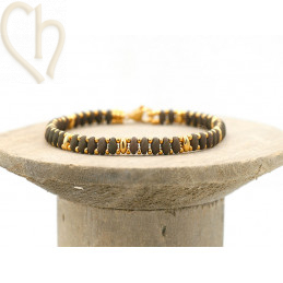 Kit bracelet ByElle met Superduo kralen - Velvet Mushroom II Gold