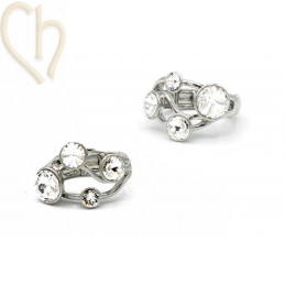 Kit Ring adjustable rhodium with Crystals Cristal