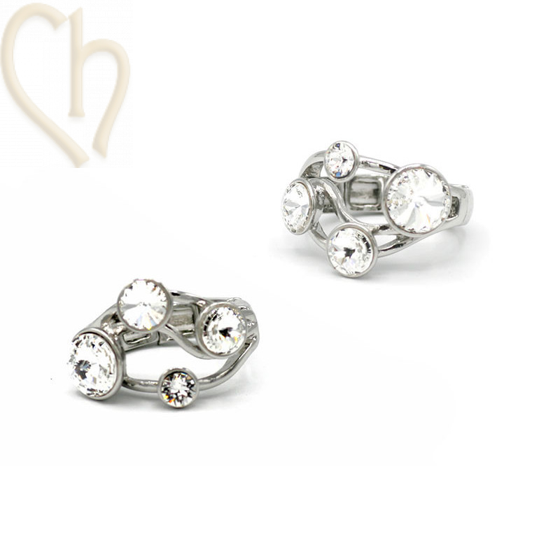 Kit Ring adjustable rhodium with Crystals Cristal