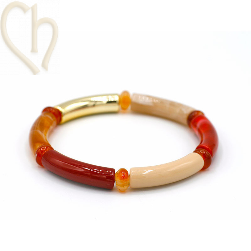Kit Bracelet Tube Acrylic avec pierre naturelle Agate Rouge