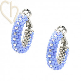 Kit DIY boules d'oreilles créoles 20mm Blue Pastel