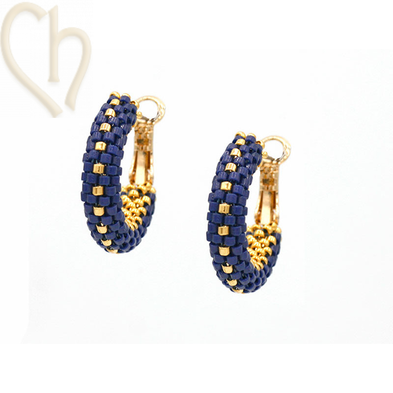 Kit DIY boules d'oreilles créoles 20mm Navy Gold