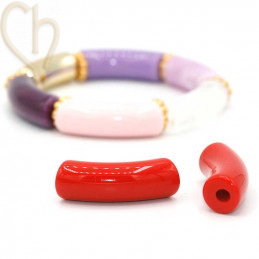 Acryl Tube beads 35*12mm Red