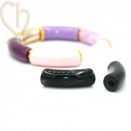 Acryl Tube beads 35*12mm Marbled Black