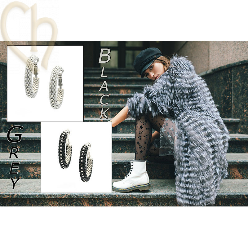 Kit DIY van oorbellen creolen 30mm Black Silver