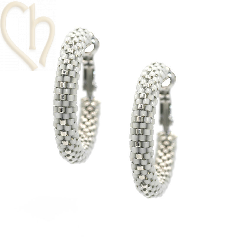 Kit DIY boules d'oreilles créoles 30mm Gris Argent