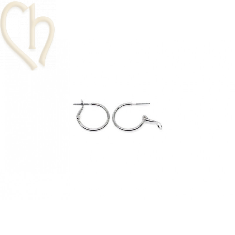 Hoops Earrings round 20mm Rhodium