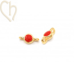 Spacer Gold Plated round 5mm with enamel Red