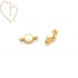 Spacer Gold Plated round 5mm with enamel Ivory