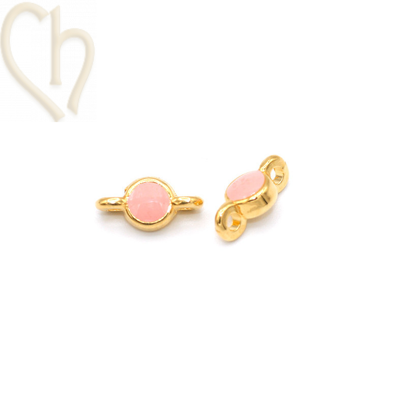 Spacer Gold Plated round 5mm with enamel Pink