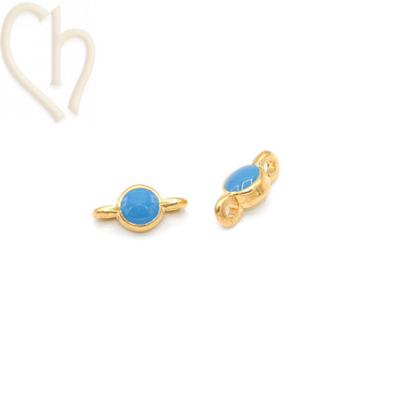Spacer Gold Plated round 5mm with enamel Blue