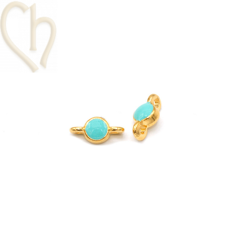 Spacer Gold Plated round 5mm with enamel Turquoise
