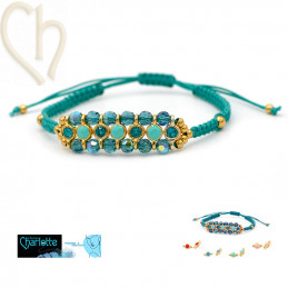 Kit bracelet macramé with enamel connectors and PP24 strass Turquoise