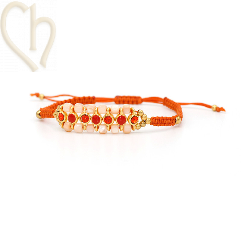 Kit de bracelet macramé avec intercallaire emaillé et strass PP24 Rouge Copper