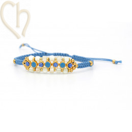 Kit de bracelet macramé avec intercallaire emaillé et strass PP24 Bleu