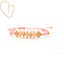 Kit bracelet macramé with enamel connectors and PP24 strass Pink