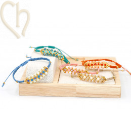 Kit van macramé armbandje met emaille connectors en strass PP24 Golden Shadow
