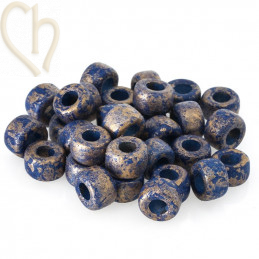 Ceramic Tube bead 9*5mm Blue Gold