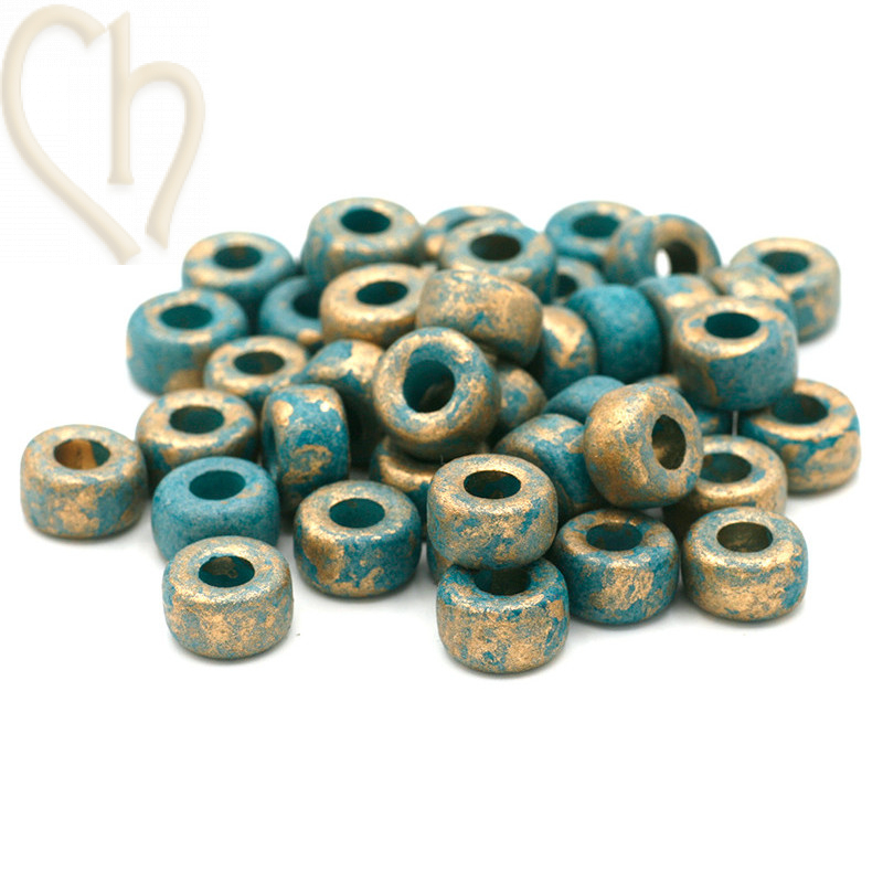 Perle Tube Céramique 9*5mm Turquoise II Gold