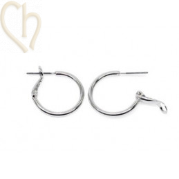 Créoles Boucles d'Oreilles rond 40mm Rhodium