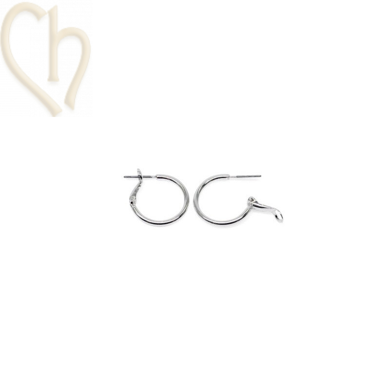 Créoles Boucles d'Oreilles rond 40mm Rhodium