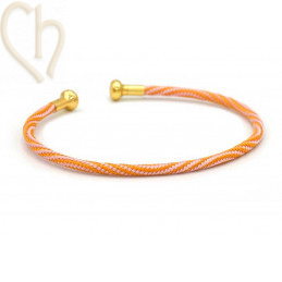 Bracelet Jonc acier Corde avec embout visé - Orange et Gold
