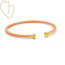 Armbandje edelstaal met Cord en afdraaiend eindstukje - Rose en Gold